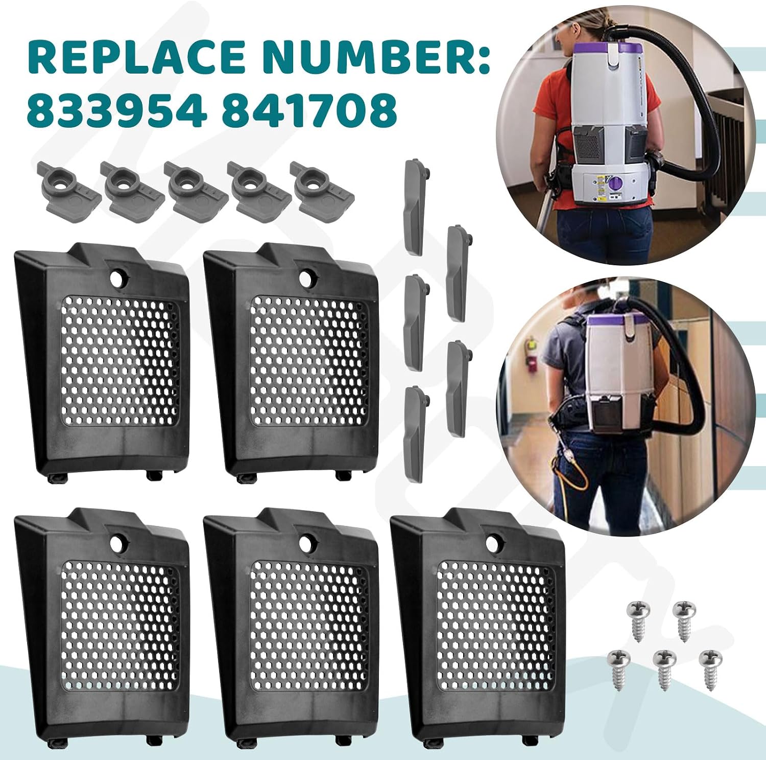 5 Pcs 833954 841708 Vacuum Cleaner Hepa Filter Cover | for Pro-Team Backpack 107303 107363 107310, for ProVac Super Coach Pro 6 & 10 Vacuum Cleaner