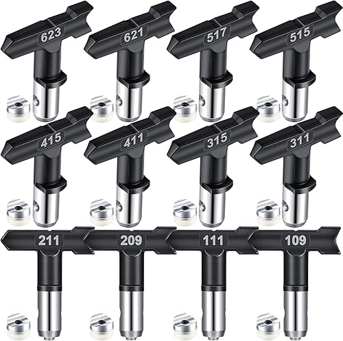 Zhengmy 12 boquillas de punta reversible para pulverizador de pintura sin aire, para accesorios de máquinas de pulverización,