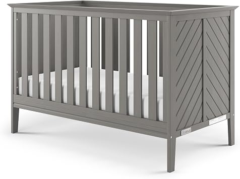 Child Craft Atwood 3-in-1 Euro Convertible Baby Crib, Wooden Nursery Furniture Converts to Daybed and Toddler Bed, 3 Mattress Height Adjustments, Non-Toxic Baby Safe Finish, Lunar Gray