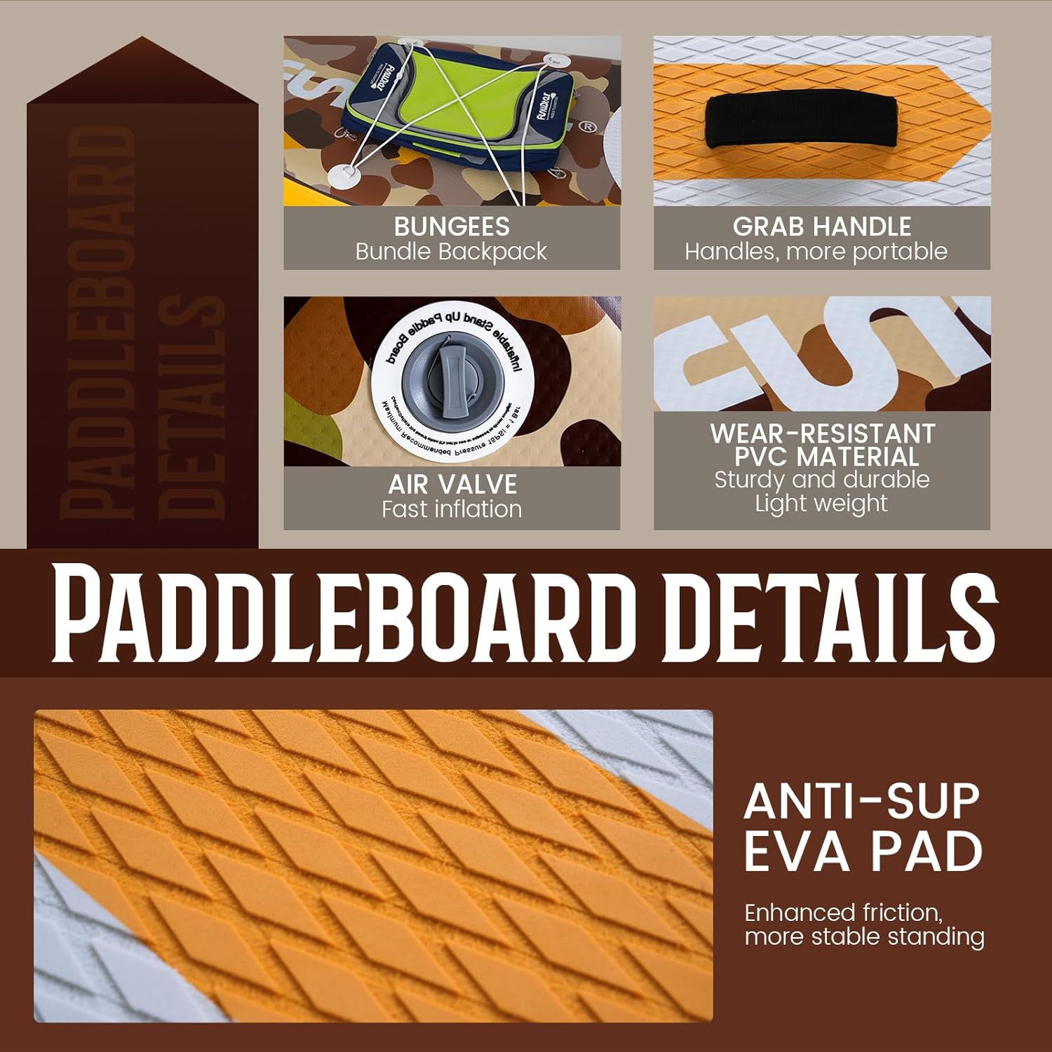 FunWater SUP Inflatable Stand Up Paddle Board Ultra-Light Inflatable Paddleboard with SUP Accessories,Fins,Adjustable Paddle, Pump,Backpack, Leash, Waterproof Phone Bag(Yellow)