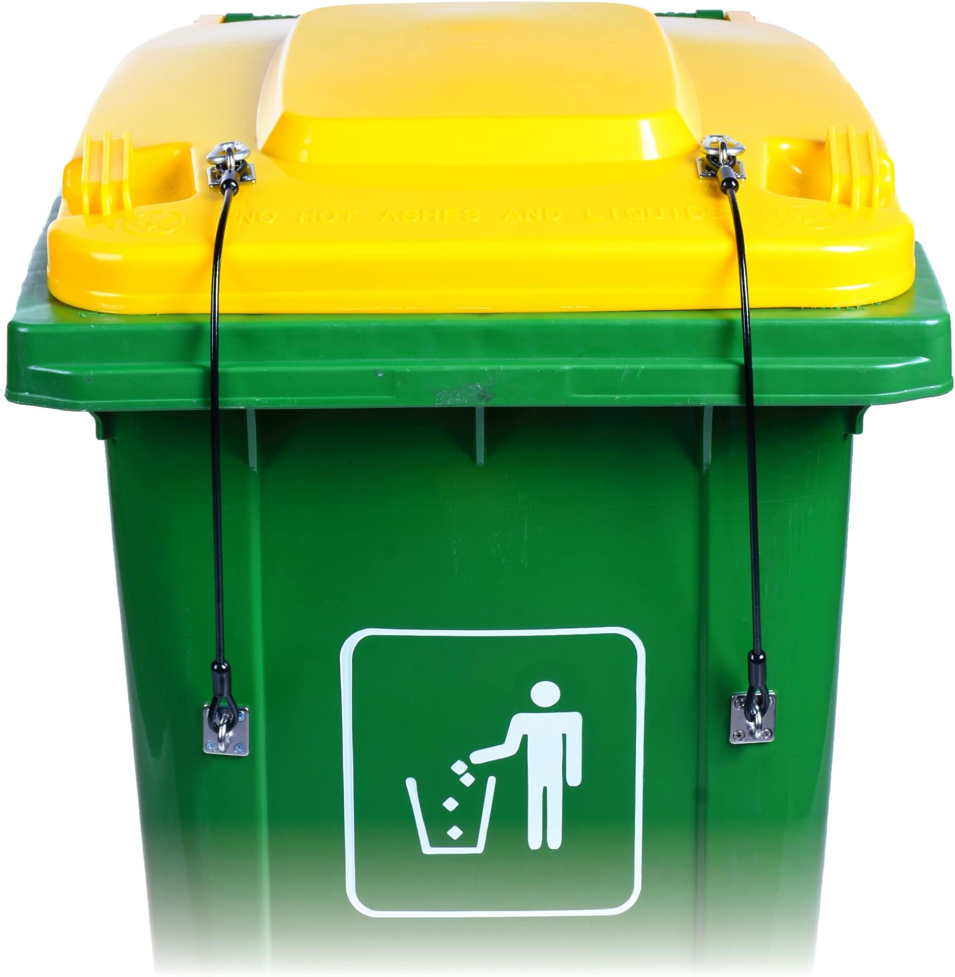 Trash Can Lid Black Lock – Metal Outdoor Strap Lock for Litter Prevention – Trash Can Locks for Animals, Squirrels, Dogs, Raccoons – Durable Nylon Coated Wire Rope – Universal Fit – 2-Pack