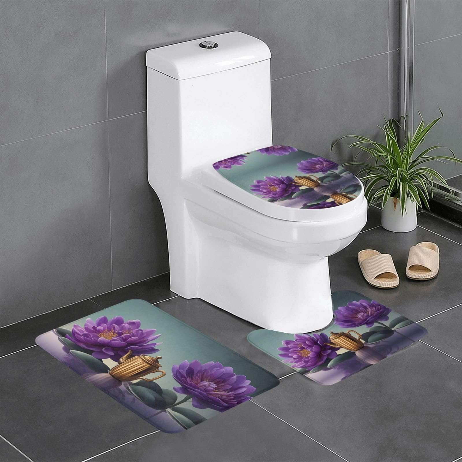 Tapis de salle de bain antidérapant fleurs violettes : le confort d'un cocon de douceur