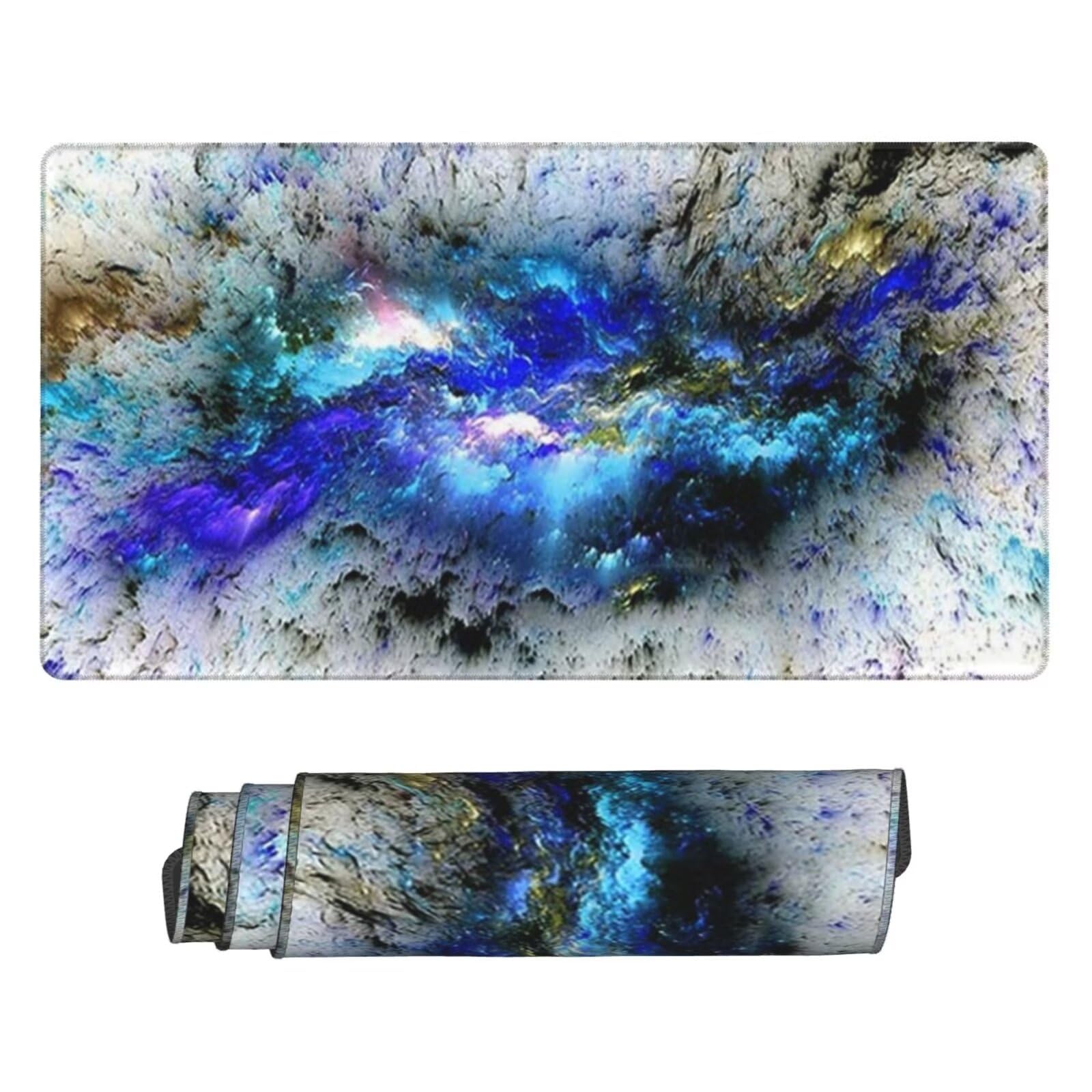 Gamingowa podkładka pod mysz XXL 1200 x 600 mm, niebieska podkładka pod mysz, duża, 120 x 60 cm, rozszerzona podkładka na biurko, akcesoria gamingowe z przyszytymi krawędziami dla poprawy precyzji i
