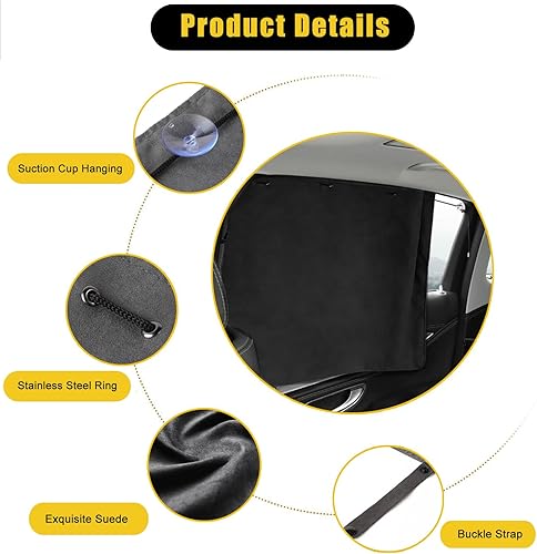 Miniatura 4 de Cortinas para ventana lateral del automóvil, con ventosa, para colgar, retráctiles, protección de sombrilla, sedán, SUV, camioneta, camión,