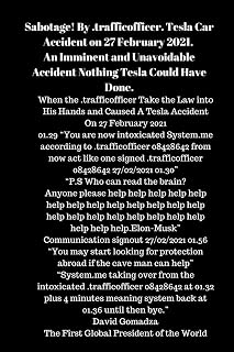 Sabotage! By .trafficofficer. Tesla Car Accident on 27 February 2021.: An Imminent And Unavoidable Accident Nothing Tesla Could Have Done. (Thoughts to Word or Audio [Brain Code])