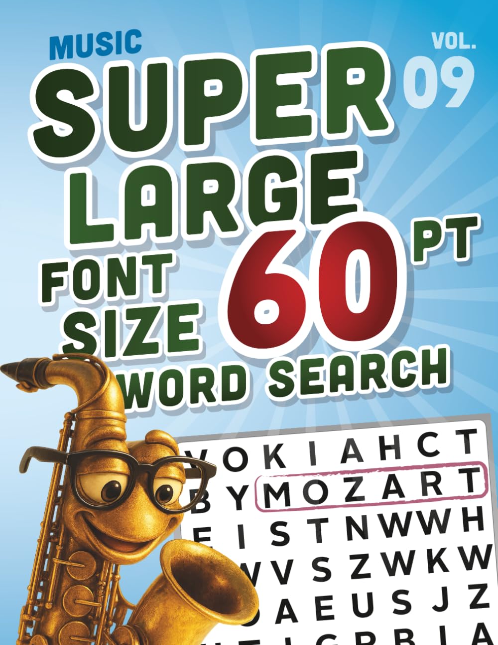 SUPER LARGE FONT SIZE 60 pt Music WORD SEARCH: Easy-to-Read Word Searches for Seniors and Low Vision Puzzle Lovers, vol. 09 (THEMED WORD SEARCH, SUPER LARGE FONT SIZE 60 pt)