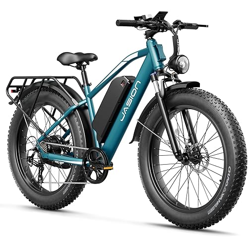 Jasion EB5 MAX Electric Bike for Adults with 2000W Peak Motor, 48V 15Ah (720Wh) Battery Electric Mountain Bike, 26'' x 4'' Fat Tire Ebike, 28+MPH Speed, Cruise Control, with Fenders, Rear Rack