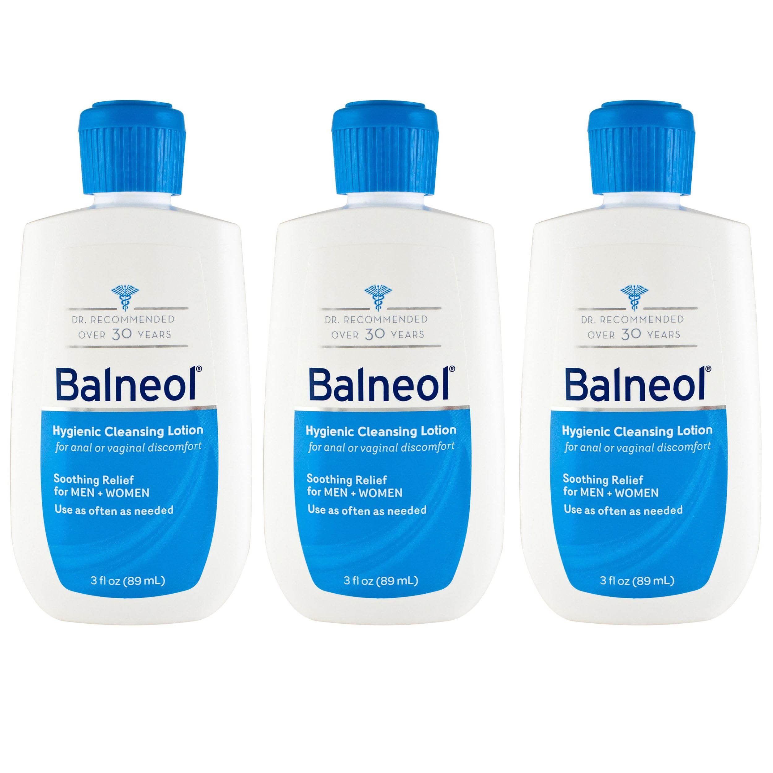 Balneol Hygienic Cleansing Lotion for Women and Men, Soothing Relief to Help With Pain Relief, Itch Relief, and Discomfort for Sensitive Areas, Made in USA - 3 Pack, 3 oz