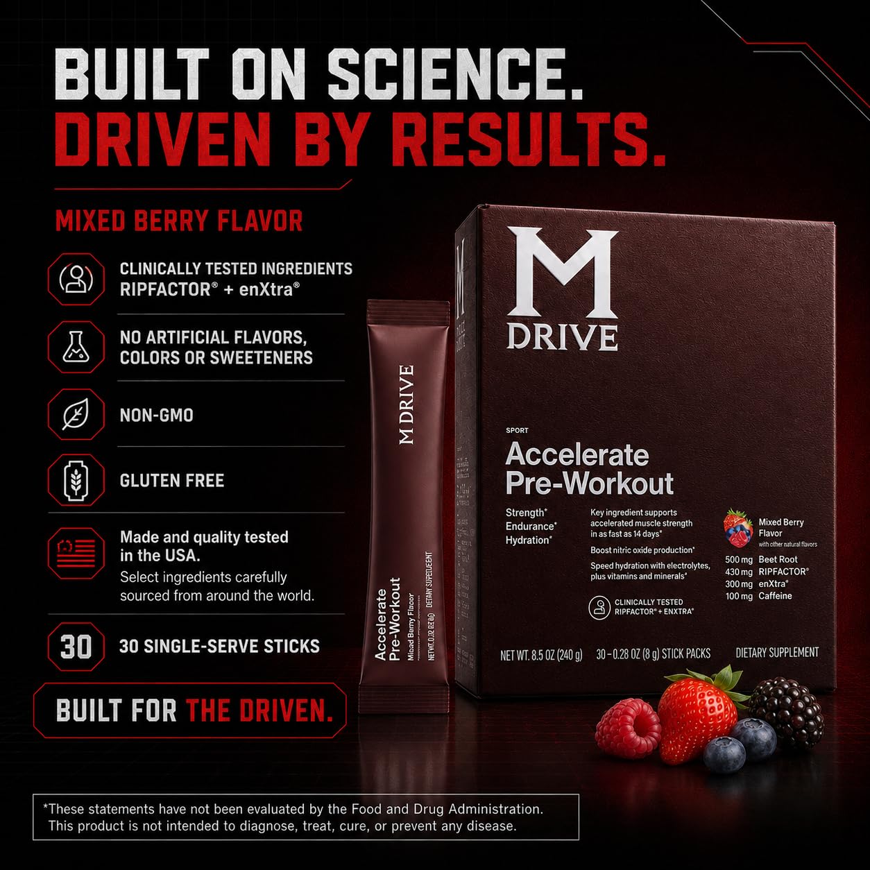 M Drive Accelerate Nitric Oxide Booster Pre Workout Mixed Berry 30 Servings — Amazon image 2