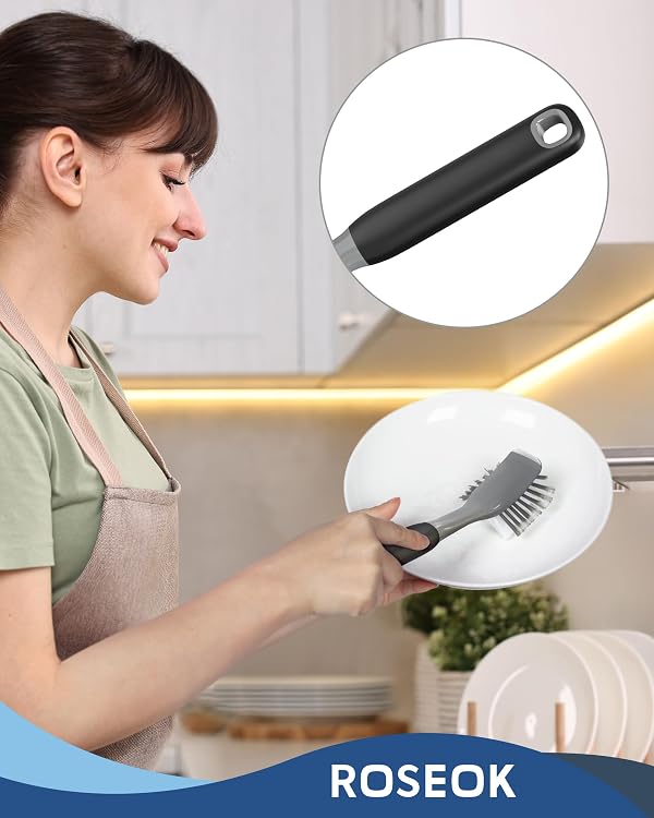 ROSEOK Dish Brush, Dish Scrubber, Nylon Bristles with Built-in Scraper by ROSEOK - Image 7