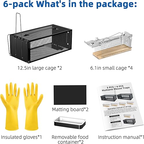 Miniatura 3 de Trampas humanas para ratas  Trampa para ratones grande de 12.5 pulgadas mejorada para exteriores e interiores  Jaula reutilizable para ratones y