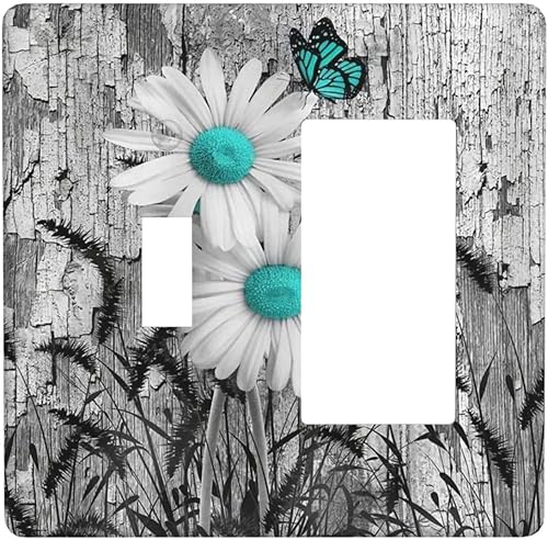 Miniatura 61 de Cubierta de Pared de Interruptor y Toma de Corriente de 1 Gang de Patrón Texturizado de Mármol Turquesa Oscuro Azul Gris Moderno Abstracto de Lujo