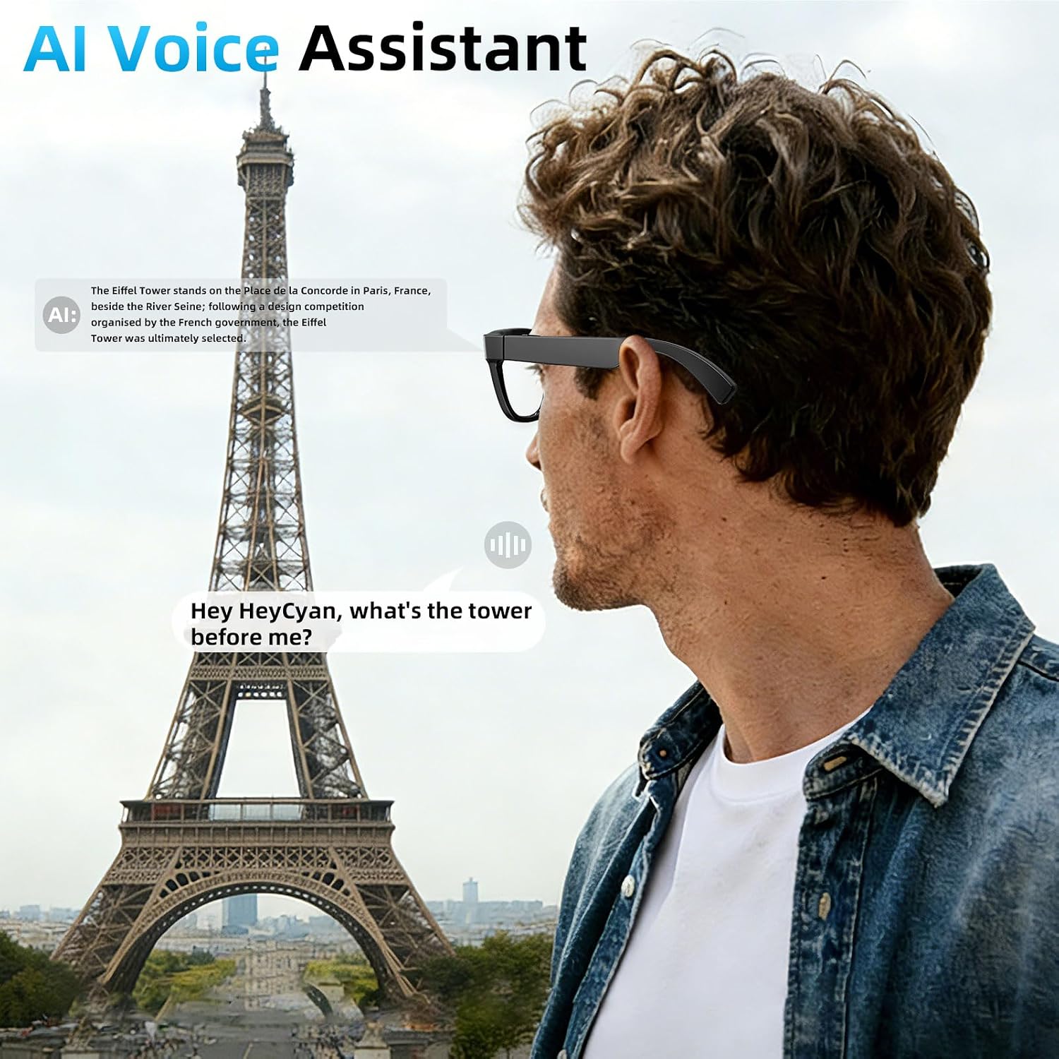 AI Smart Glasses with Camera, 8MP HD Video Recording, Real-Time Translation, Anti-Blue Light & Sunglasses Lens, Voice Assistant, Bluetooth Calling, Open-Ear Audio, Ideal for Office, Travel, Outdoor