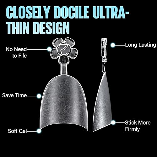 Miniatura 10 de TOMICCA Puntas de uñas de gel, 240 puntas de uñas postizas de cobertura completa, puntas de uñas preformadas medio mate, 15 tamaños de puntas de