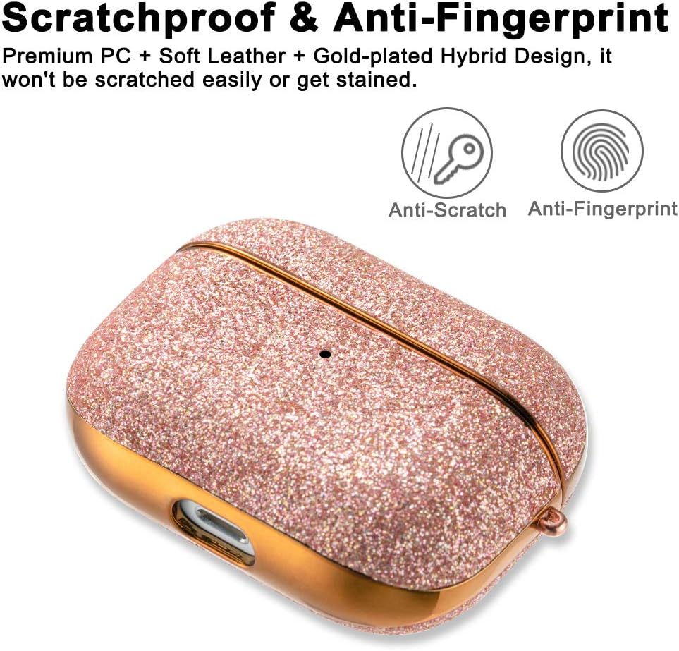 Discount KINGXBAR AirPods Pro Case Cover Cute Bling Glitter Luxury Leather with Gold-Plated Frame Protective Hard Skin Cases with Keychain Accessories for Apple AirPods Pro (2019) Rose Gold for Women Girls Best KINGXBAR AirPods Pro Case Cover Cute Bling Glitter Luxury Leather with Gold-Plated Frame Protective Hard Skin Cases with Keychain Accessories for Apple AirPods Pro (2019) Rose Gold for Women Girls
