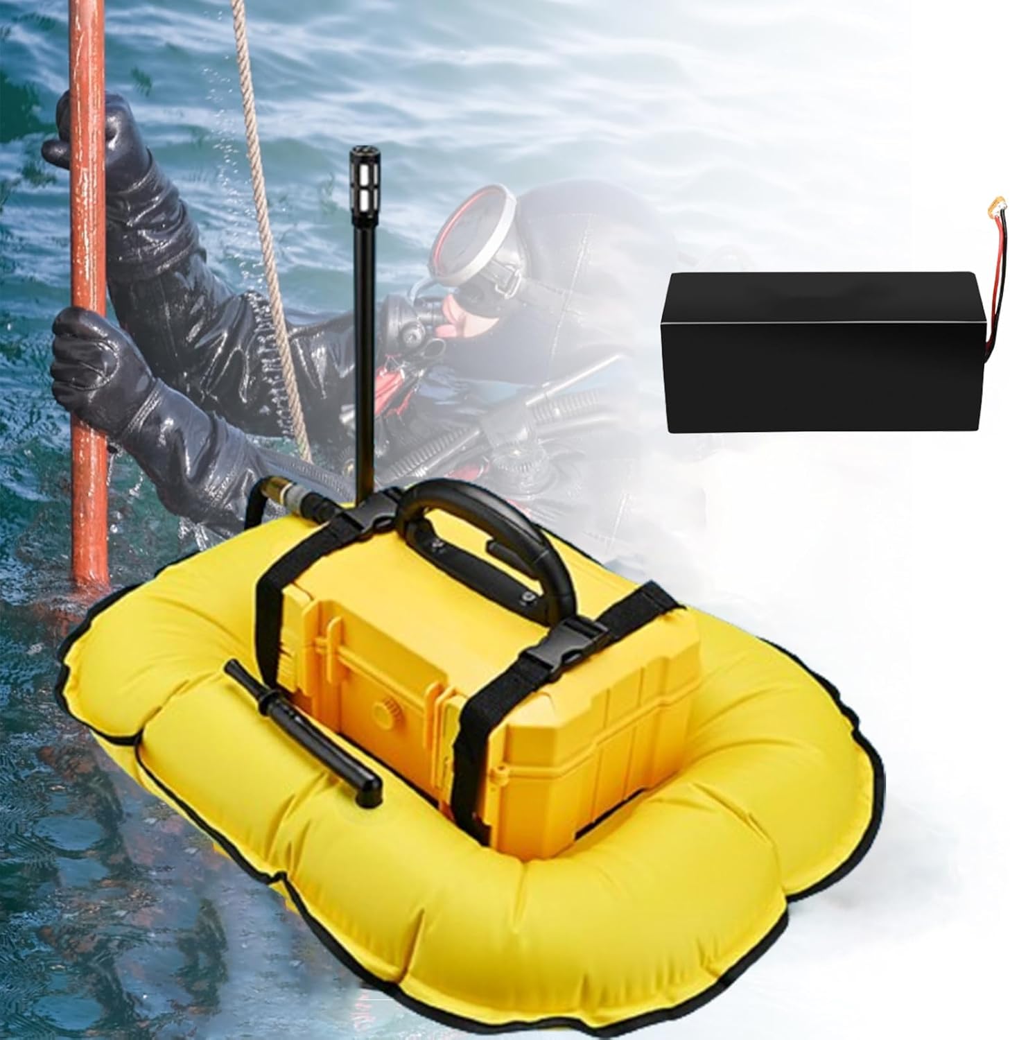 Dive Ventilator 3/5.5 Hours Rechargeable Scuba Diving Tank, Inflatable Bottom Diving Ventilator Breathing Regulator Detachable Scuba Machine,Onebattery,Onebattery