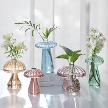 Glasseam Mushroom Propagation Stations for Plants Colored Hand-Blown Cute Glass Planters for Indoor Plants - 5Pcs Small Hydroponic Terrarium Jars for Home Decor - Gifts for Women Mom Friends