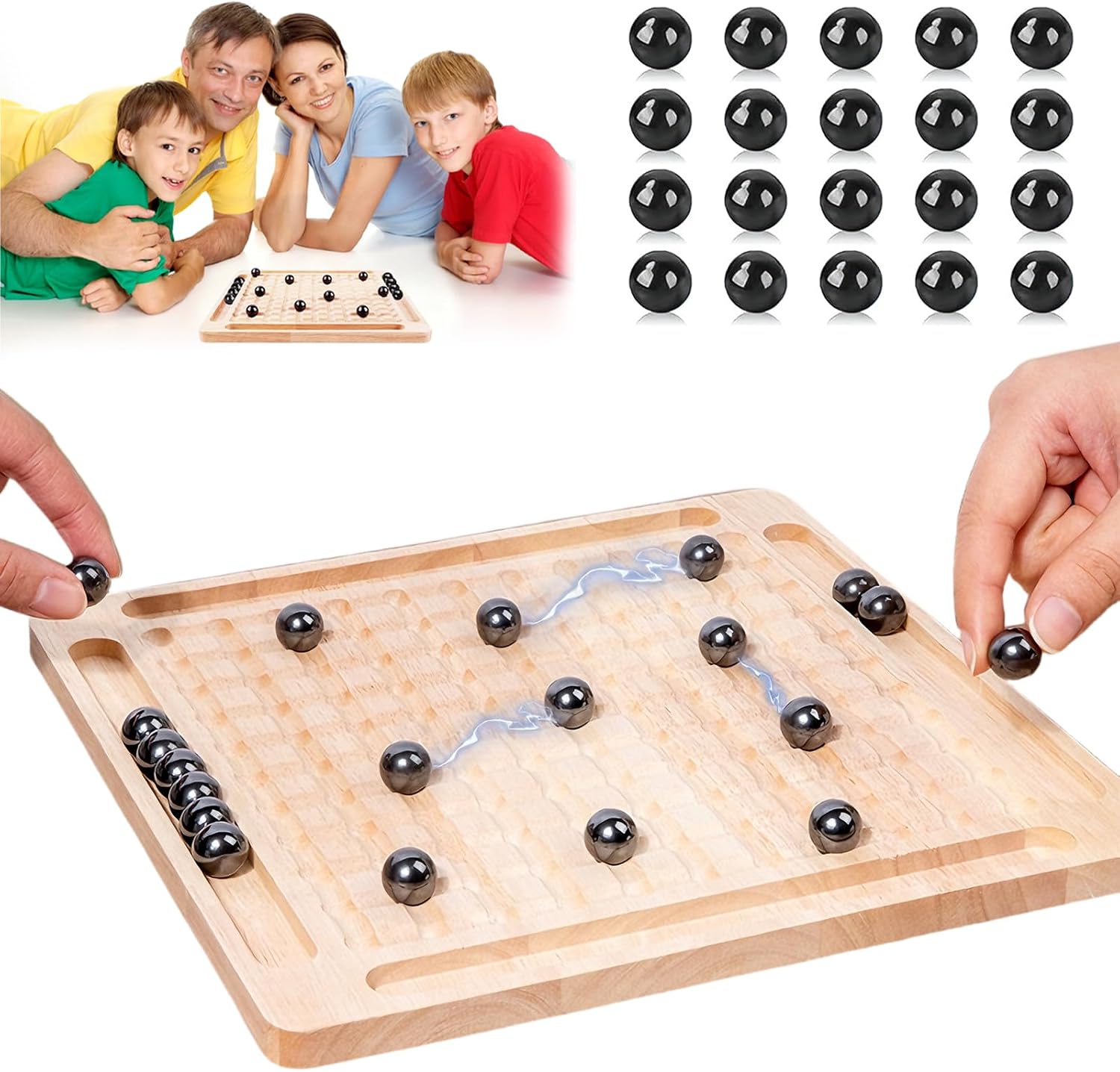 Magnetic Chess Game with Wooden Board with 20 Magnetic Stones Table Magnetic Game Magnetic Chess Travel Magnetic Game Chess Game for Family Reunions Party Children Mini Chess Game