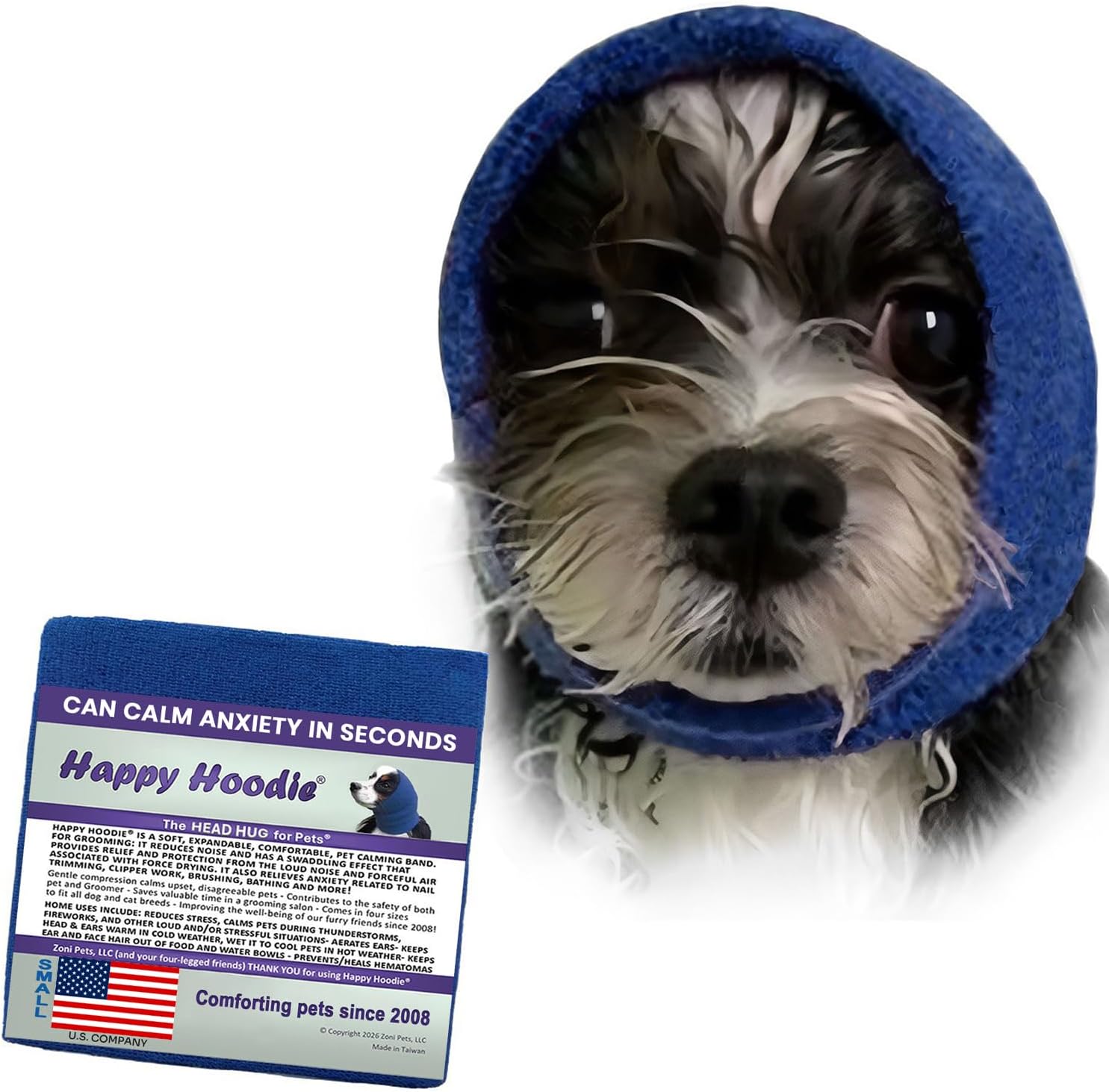 Happy Hoodie The Original Dog & Cat Calming Band for Noise & Anxiety Relief