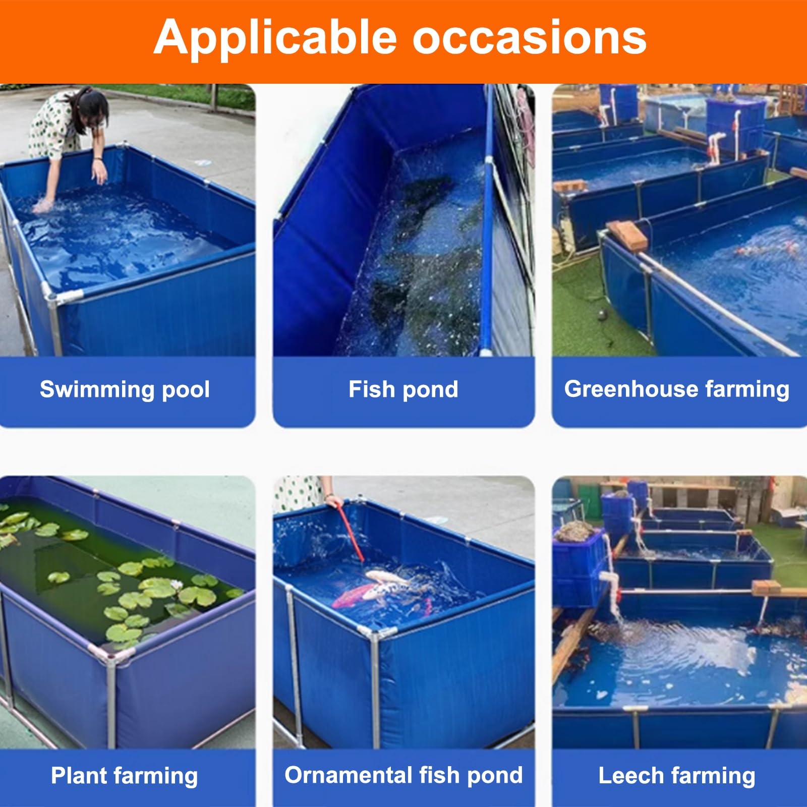 Aquariophilie rectangulaire avec cadre stable pour la fixation temporaire et la visualisation - Réservoir d'eau en toile