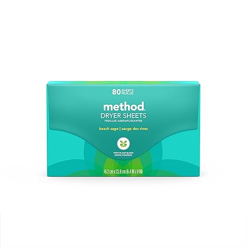 Miniatura 9 de Method Hojas para secadora, mango de jengibre, suavizante de tela y reductor estático, esenciales para la ropa compostables y a base de plantas, 80