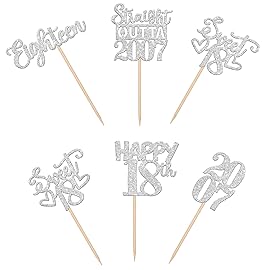 30PCS 18th Birthday Cupcake Toppers Glitter Eighteen Happy 18 Straight Outta 2007 Cupcake Picks for Cheers to 18 Years Birthday Wedding Anniversary Party Decoration Supplies Silver