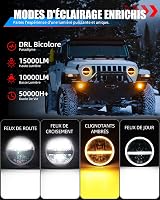 BraveWAY 7 Inch 60W LED Fényszóró Wrangler JK-hez Hi-Lo Fehér Sárga DRL H4-H13 2