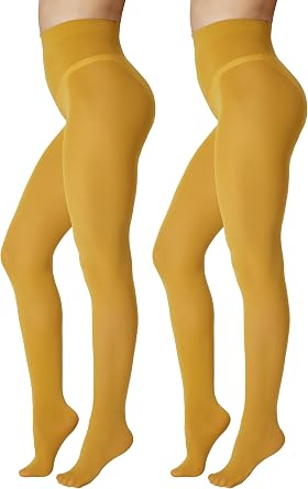 2 Pairs Womens 80D Opaque Tights, Soft Run-Resistant High Waisted Pantyhose, Solid Color Tights With 28 Colors