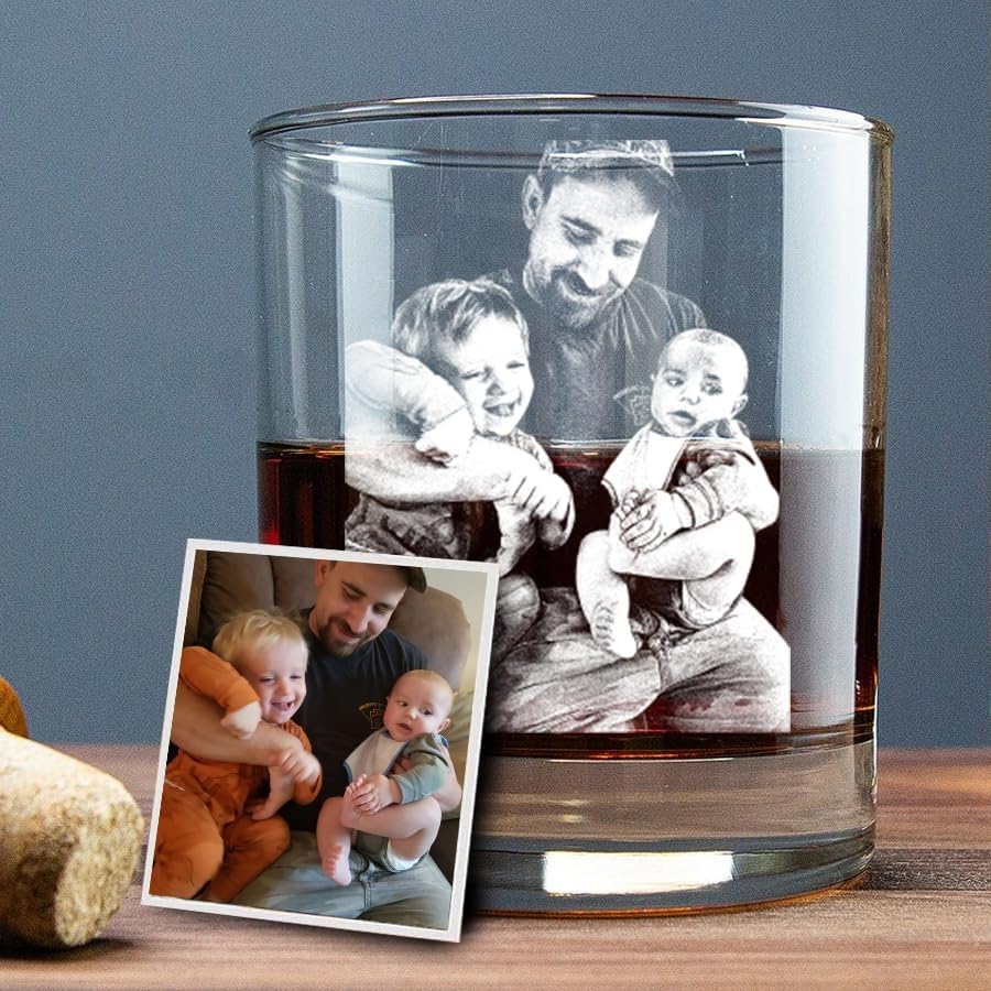 Personalized Photo Engraved Whiskey Glass, Whiskey Glass With Pho...