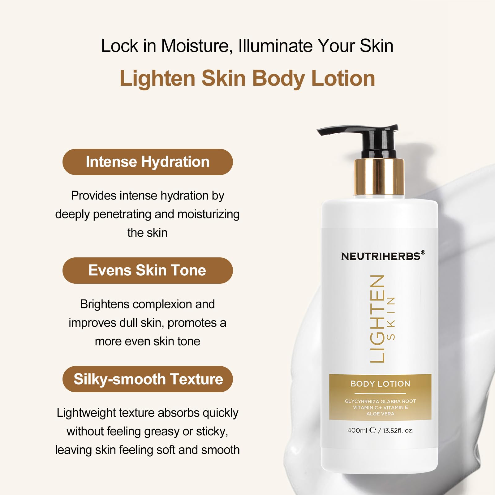 Neutriherbs Brightening Moisturiser BodyLotion, Dry Skin Body Moisturising Lotion-Glow & Hydrate Body Cream - Image 3
