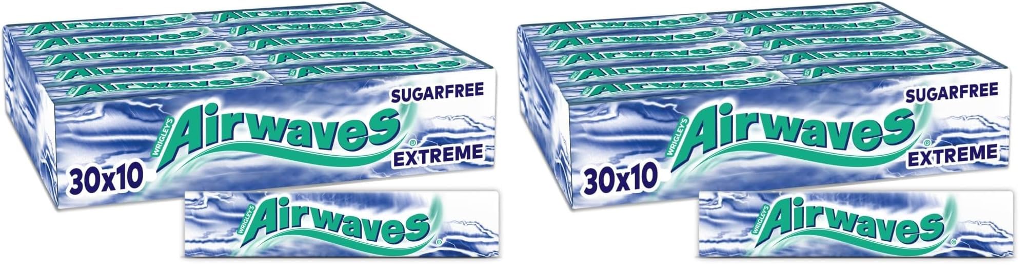 AIRWAVES - Chewing-gum Menthol Extrême sans sucres - Grand format contenant 60 paquets de 10 dragées - 420g