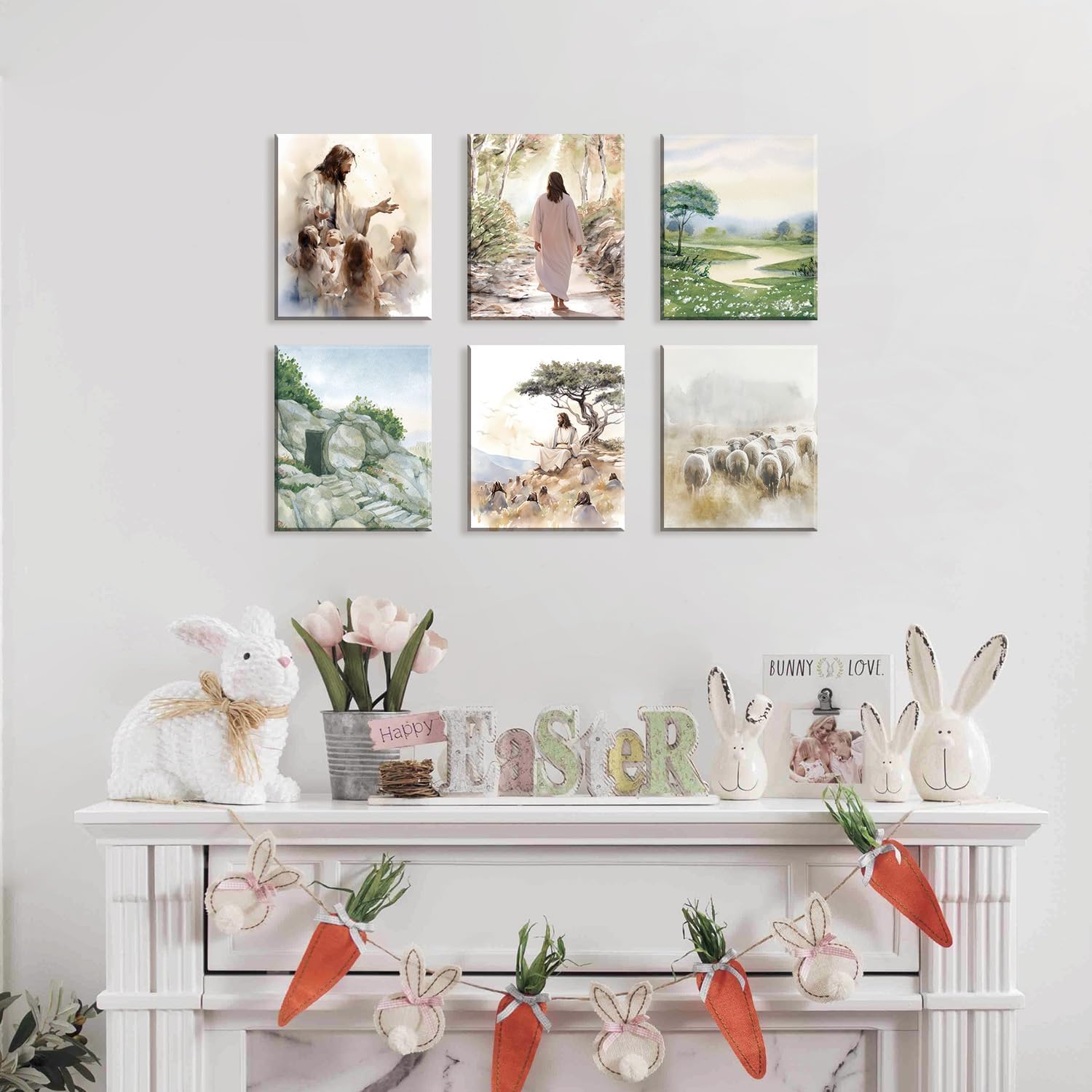 KAIRNE Jesus Pictures Christian Canvas holy Wall Art,Bible Verse Poster,Religious Scripture Poster Catholic Art Print,Sheep Jesus On The Way Empty Tomb Wall Decor Prints for Office Prayer Room Decor - Image 4