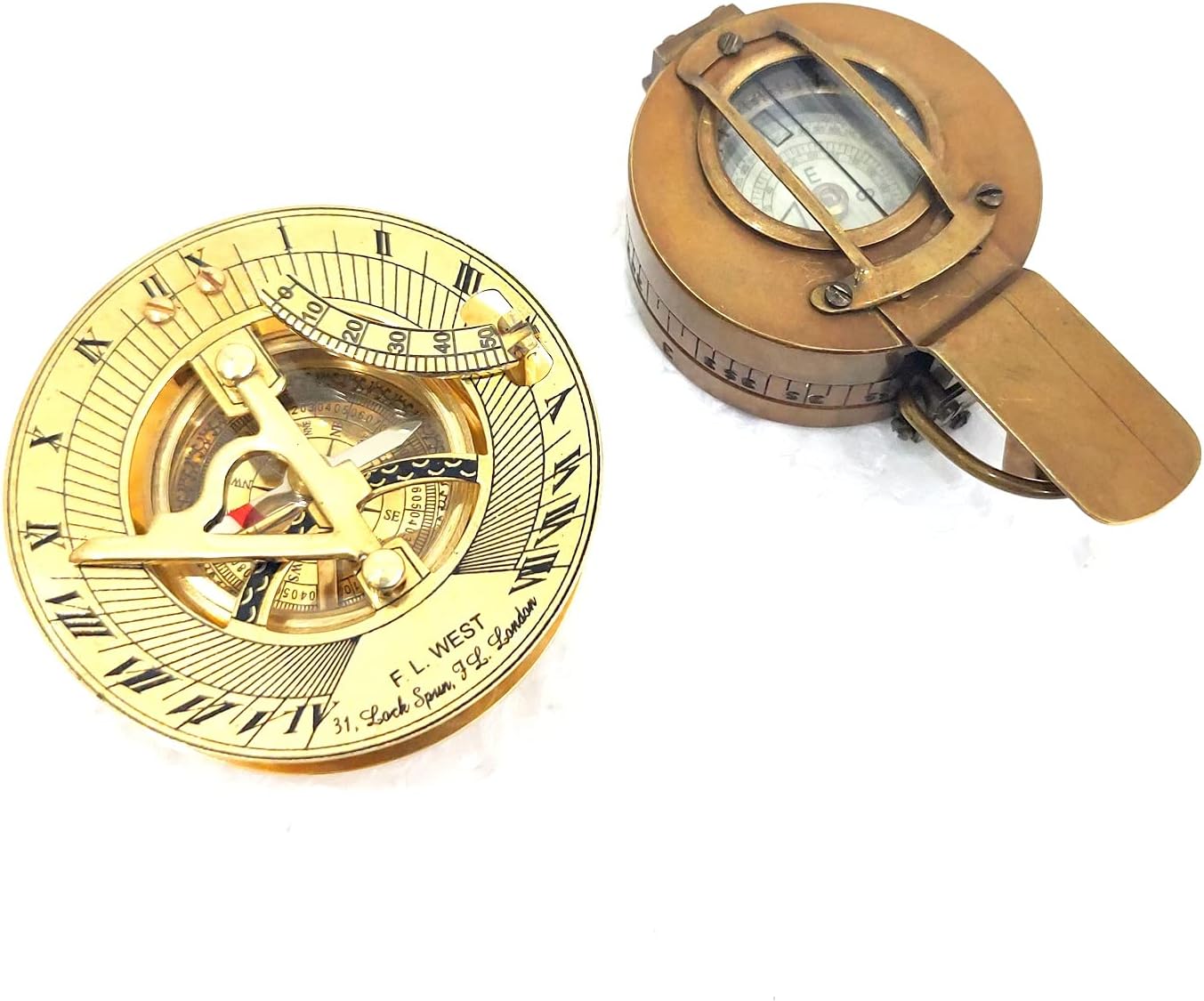 Brown Antique Golden 2.05 inch Sandal Brown Antique Nautical Maritime Army Compass of Military Size 3 Inch Handmade Materials: Brass