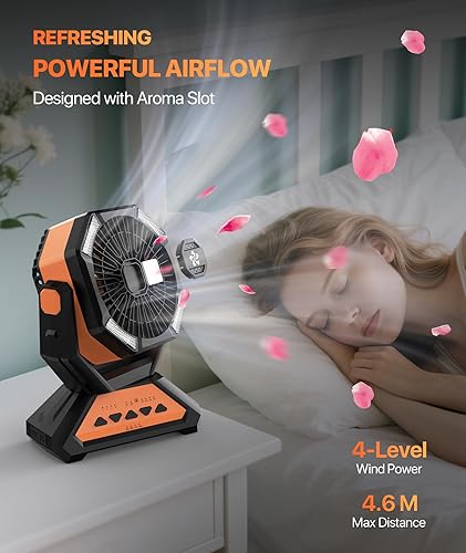 Miniatura 6 de Ventilador recargable portátil para tiendas de campaña, 20000 mAh, funciona con pilas, luces de campamento con gancho remoto, 4 temporizadores4