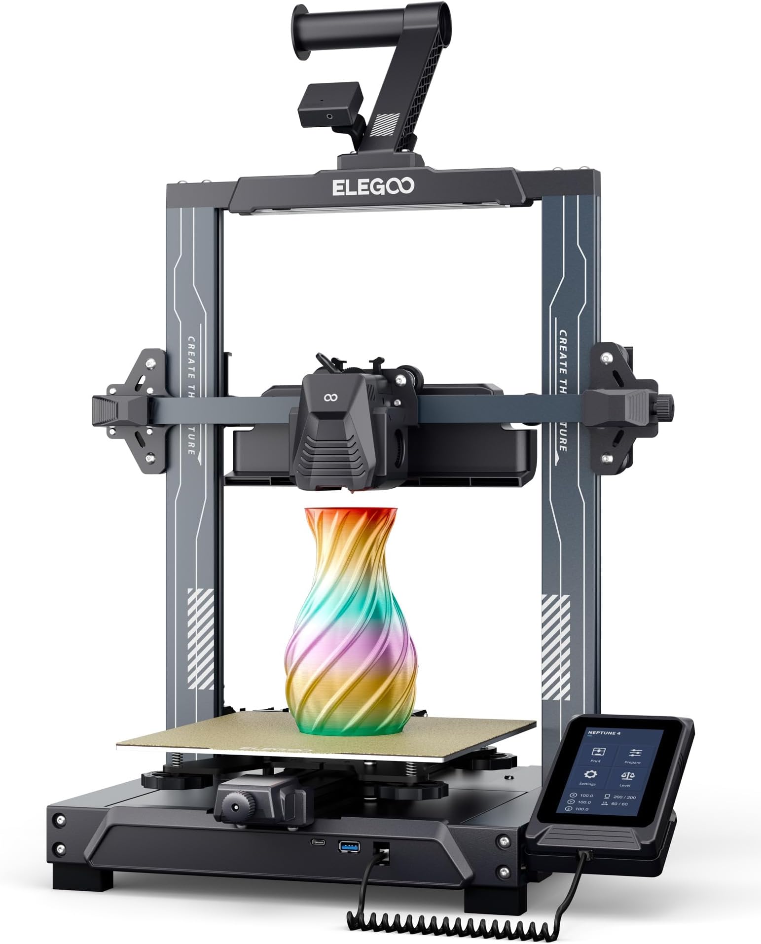 ELEGOO Neptune 4 FDM 3D Drucker, Bis zu 500mm/s Hochgeschwindigkeit ...