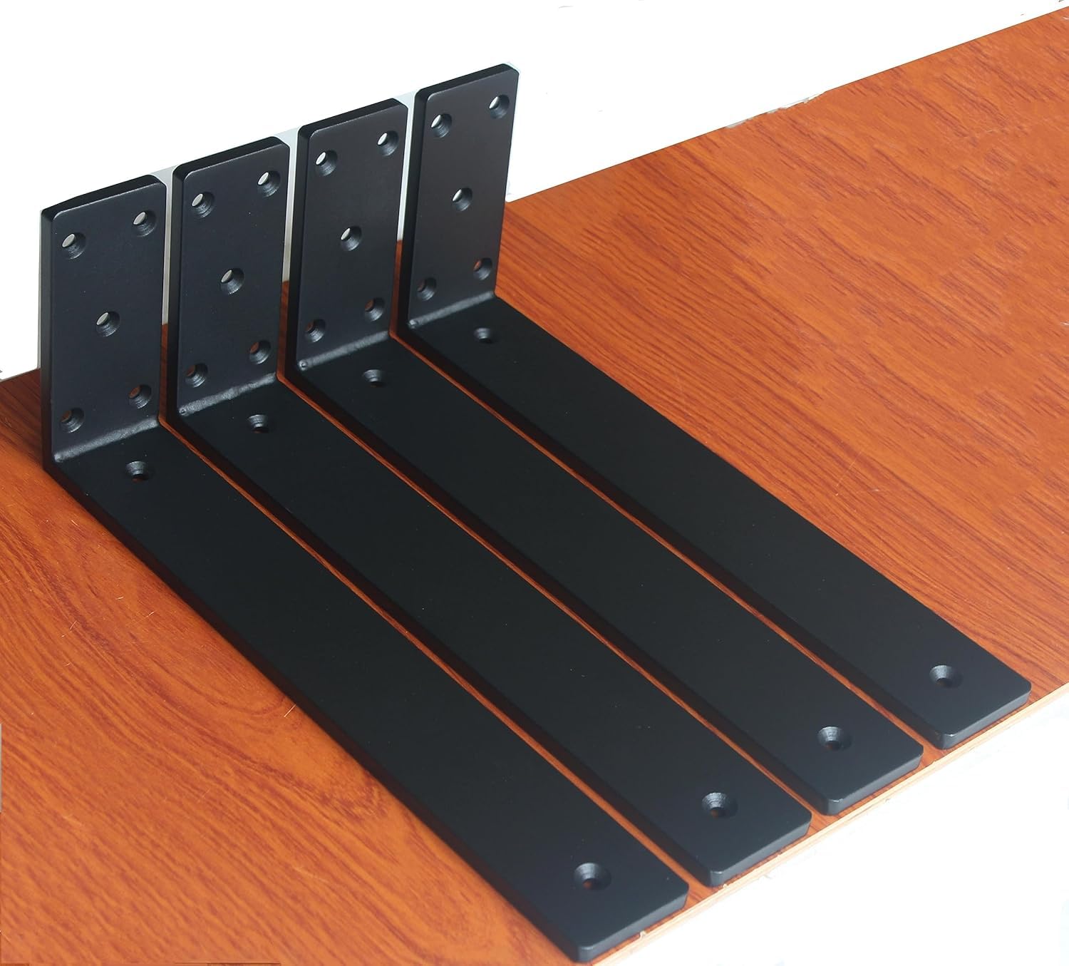 Hometrix 10mm Thick Countertop Support Brackets, Heavy Duty Countertop Hidden Bracket L Shelf Bracket Metal Corbels for Countertops Frosted Black (6, 18 INCH) (B0DGD964X6) Amazon Price History, Amazon Price Tracker