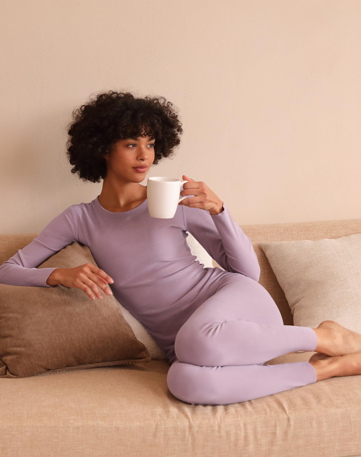 INNERSY Intimo Termico Donna Completo Maglia Termica Manica Lunga e Pantalone Caldo Pigiama Invernale Sci Set