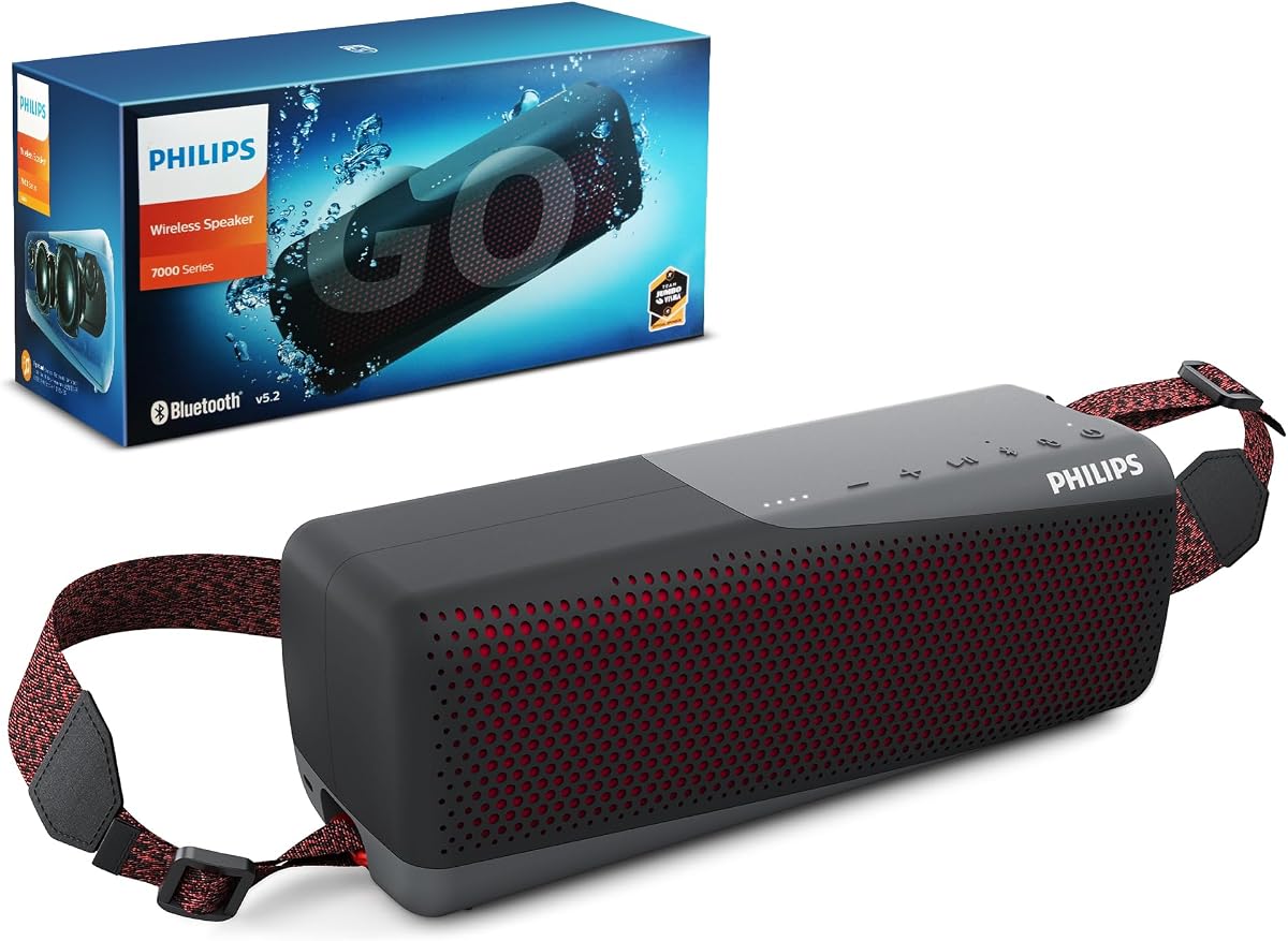 Altavoz Bluetooth inalámbrico S7807, Serie 7000 - Salida de 40 W, IP67 a prueba de agua, tiempo de reproducción de 24 horas, portátil con micrófono incorporado, asistente de voz, USB-C y banco de energía, negro | Salida de 40 W, resistencia al agua IP67, tiempo de reproducción las 24 horas, portátil con micrófono incorporado, asistente de voz