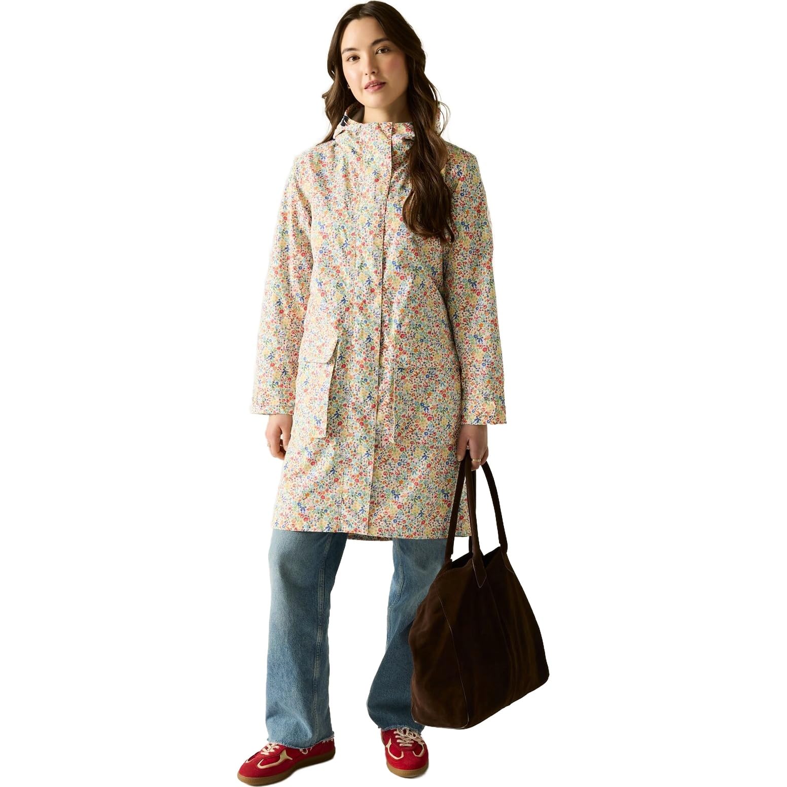 Regatta Women's Cream Harmony Ditsy Cath Kidston Long Waterproof Shell Jacket in Size 14, Sports Direct