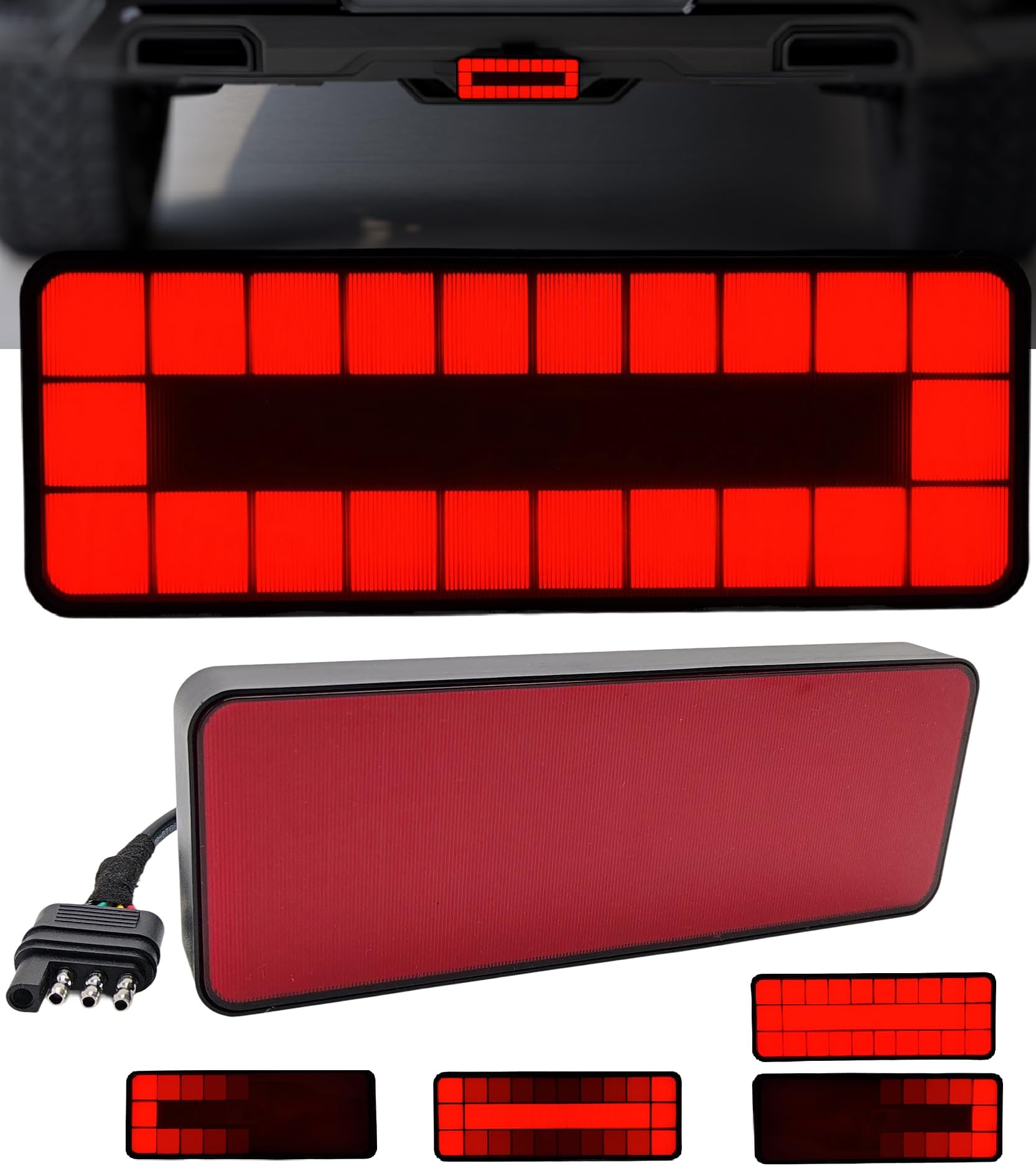 2" Receiver Tow Hitch Light Cover Pixel Bright LED RV SUV Van Truck Rectangler Small Square Red Reflector with Plug Brake Reverse Sequential Signal