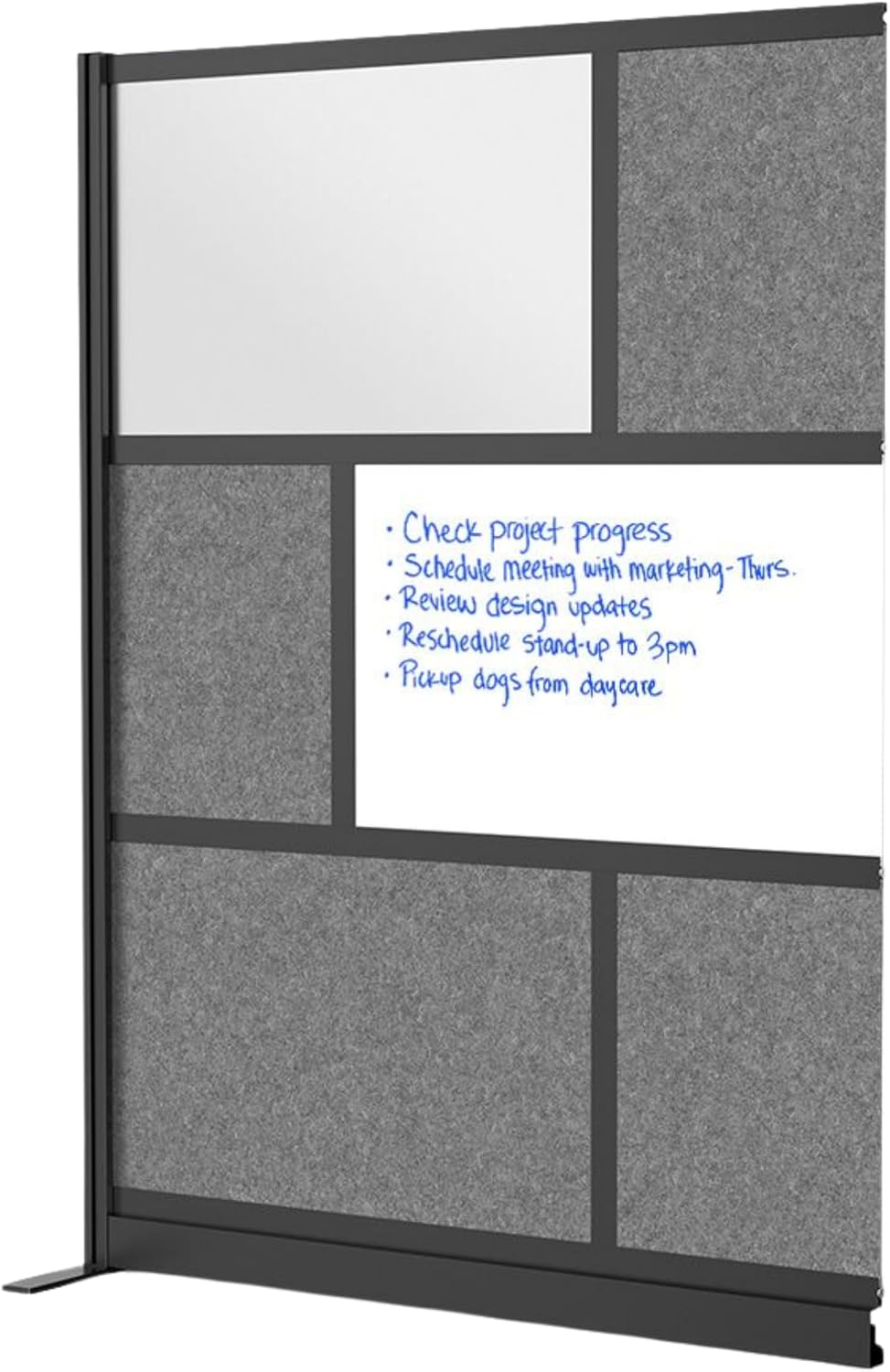 FSE 373-MW-5370-XWCGB Modular Wall Room Divider System - Black Frame - 53" x 70" Add-On Wall - Whiteboard