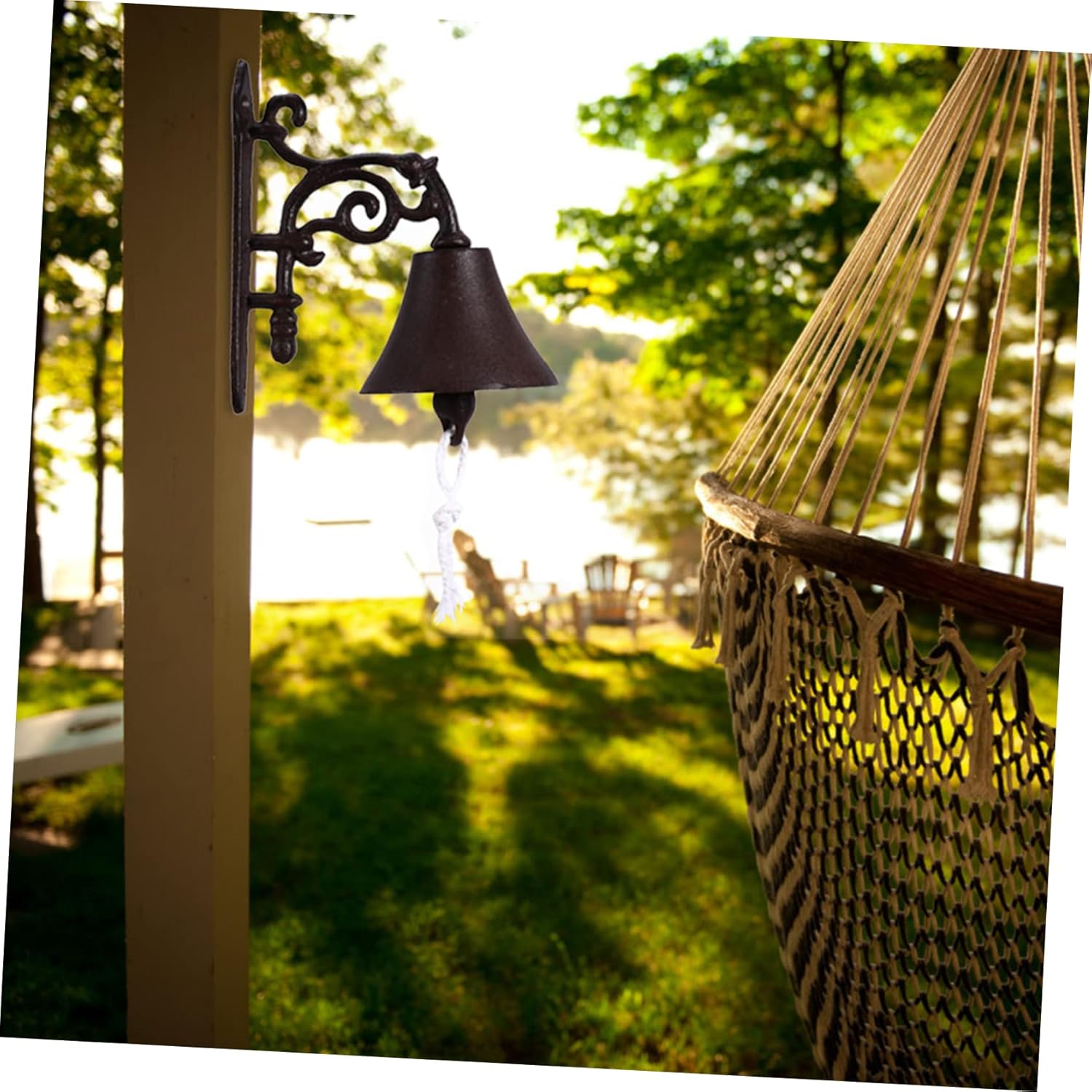 TEHAUX Vintage Cast Iron Doorbell Rustic Wall Hanging Bell for Garden Patio and Home Decor Manual Operation Iron Wind Chimes for Outdoor and Indoor Use