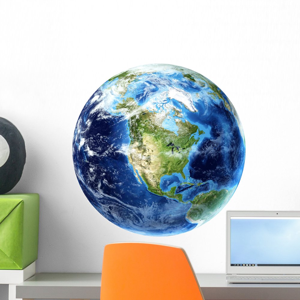 3D Rendering Planet Earth Wall Decal by Wallmonkeys Peel and Stick Graphic (18 in W x 18 in H) WM250517