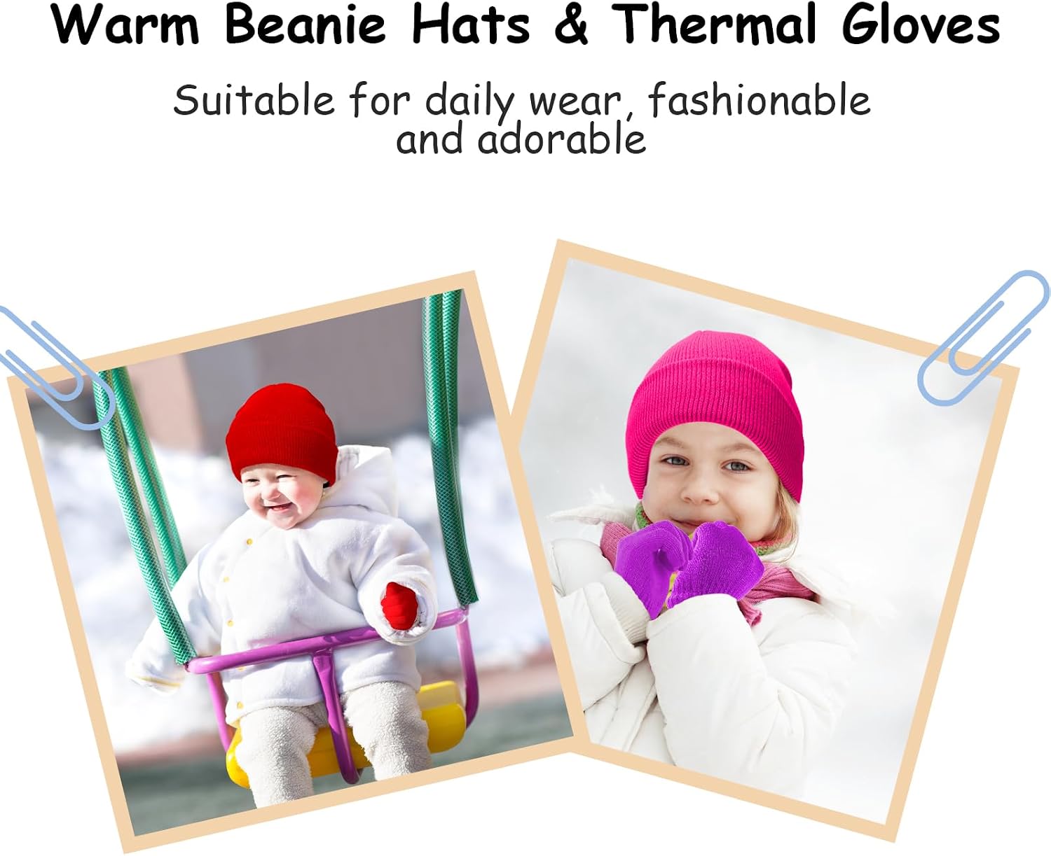 JenPen 12 Sets Winter Beanies and Gloves,Bright Color,Classic
