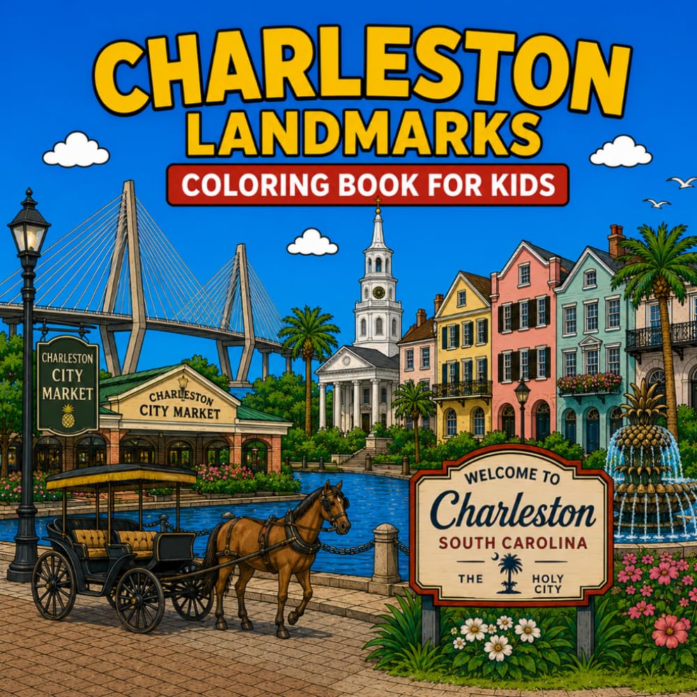 Charleston Landmarks Coloring Book for Kids: Color the most famous landmarks of Charleston, South Carolina! (American Landmark Series - Kids Coloring Books)