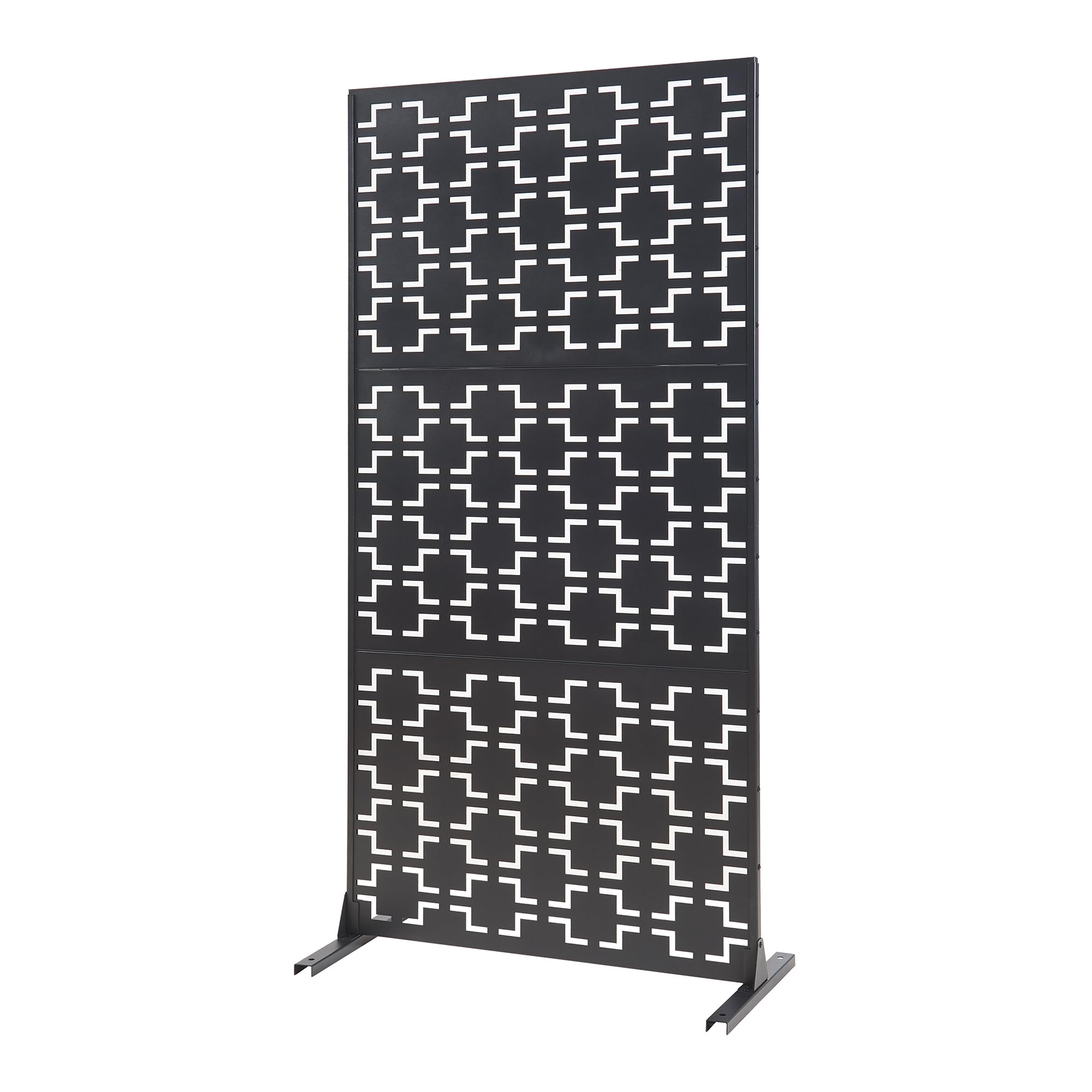 casa.pro Cloison de Séparation Paravent Intérieur Séparateur de Pièce Design Moderne pour Délimiter Différentes Espaces avec Motif Décoratif Salon Séjour Bureau Acier Galvanisé 200 x 100 x 50 cm Noir