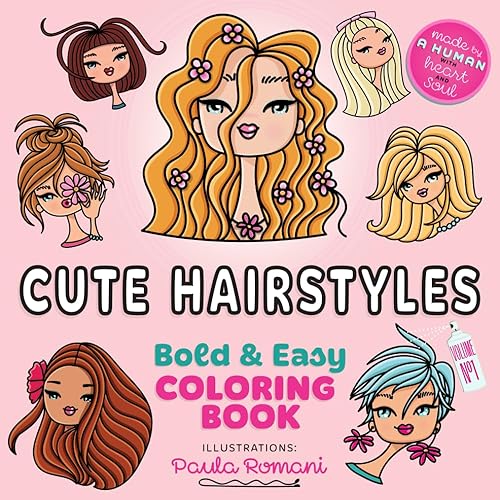 Easy & Bold Coloring Book of Cute Hairstyles: For Adults,