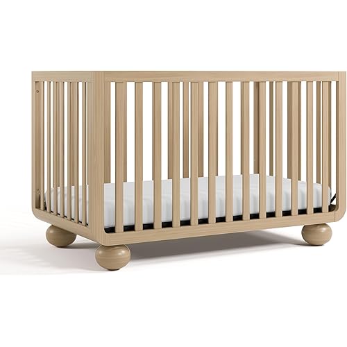 Storkcraft Amalfi 5-in-1 Convertible Crib with Toddler Guardrail (Driftwood) – GREENGUARD Gold Certified, Toddler Bed Conversion Kit Included, Fits Standard Crib Mattress, Converts to Full Bed