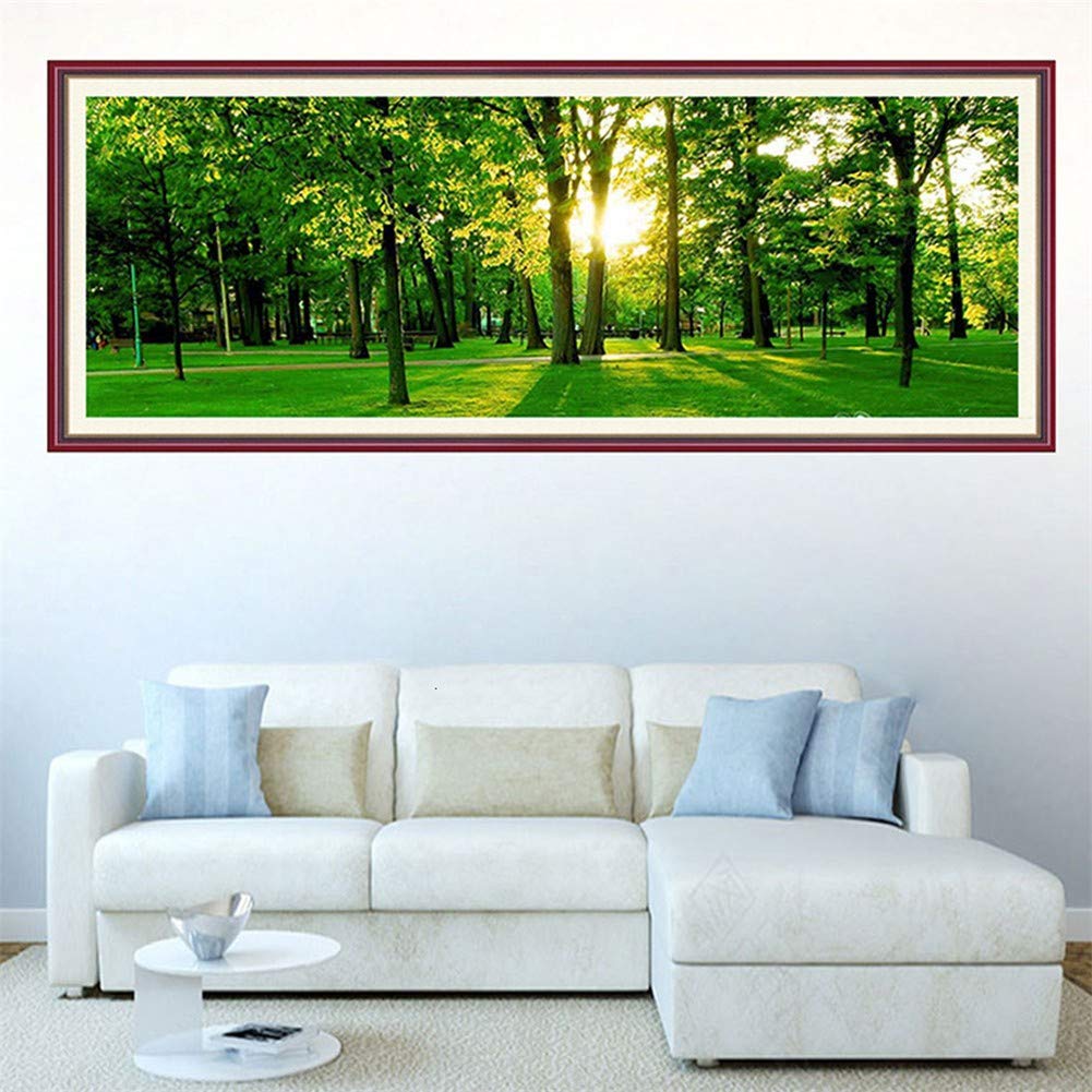 Peinture Diamant Bois Verts 70x200cm pour Décorer un Grand Mur de Salon