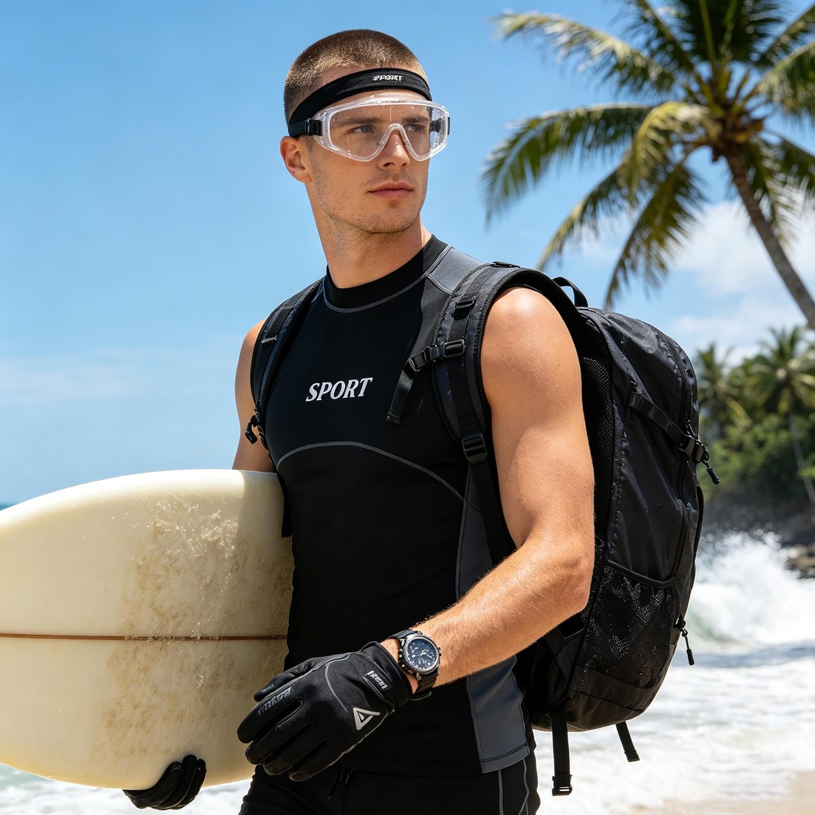 Uomo Gilet Immersione Maglietta Da Nuoto T Shirt Rashguard Gilet Tuta Immersioni Giacca Senza Maniche Maglia Protettiva Per Surf Grigio XXL